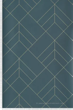 Papier peint Tracé Géométrique Sander bleu ardoise doré - Delicatesse de Lutèce Réf. LTC-FD26546 Vente Flash