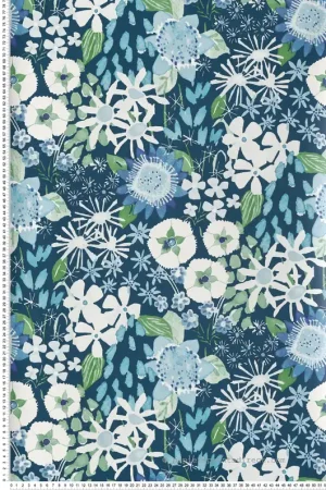 Papier peint Fleur Peinte Karina bleu vert - Delicatesse de Lutèce Réf. LTC-FD26524 Pas Cher