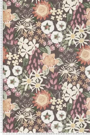 Papier peint Fleur Peinte Karina vieux rose marron - Delicatesse de Lutèce Réf. LTC-FD26522 Prix Réduit