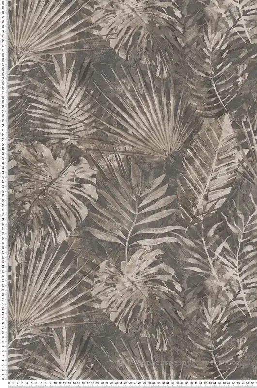 Nouveauté Papier peint Palmes Sumatra marron anthracite - Natural Living d‘A.S. Création Réf. AS-386383