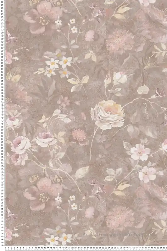 Bon Plan Papier peint Vintage Floral Estompé taupe rose - Natural Living d‘A.S. Création Réf. AS-386363