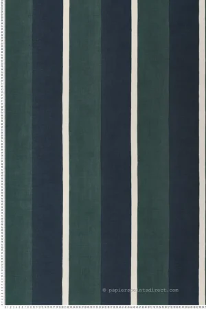 Offre Exclusive Papier peint Rayures Sinopia marine vert anglais - La Chaux de Casamance Réf. CAS-76040508