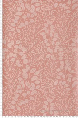 Papier peint Empreinte Végétale Elin rose corail - Delicatesse de Lutèce Réf. LTC-FD26516 Produit De Marque