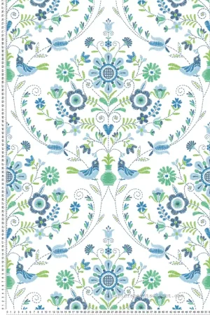 Papier peint Médaillon Crayonné Printanier Britt bleu vert - Delicatesse de Lutèce Réf. LTC-FD26511 Vente Directe