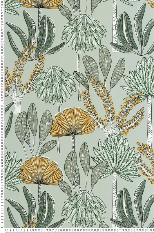 Marque Papier peint Feuillages Jungle Bali vert d‘eau - Stay Wild de Casélio Réf. WILD104937793