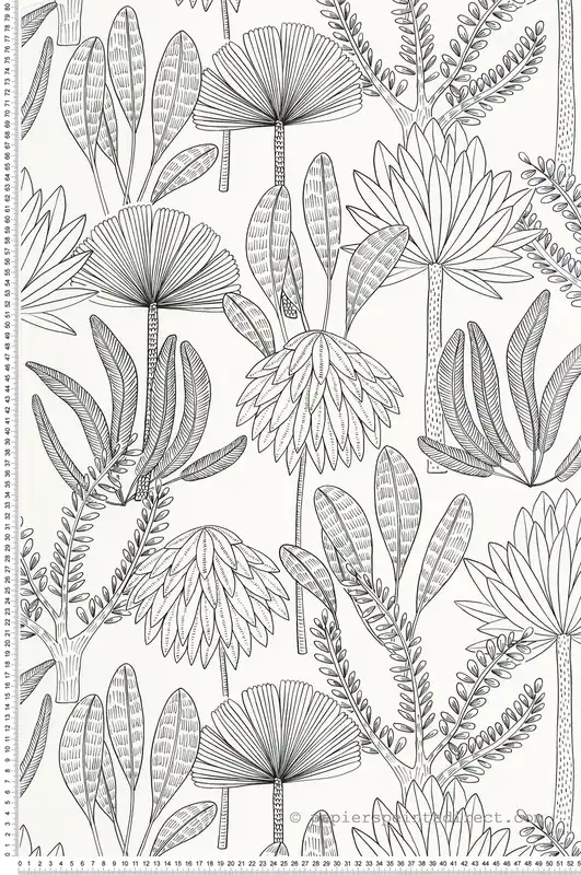 Super Prix Papier peint Feuillages Jungle Bali noir et blanc - Stay Wild de Casélio Réf. WILD104930981