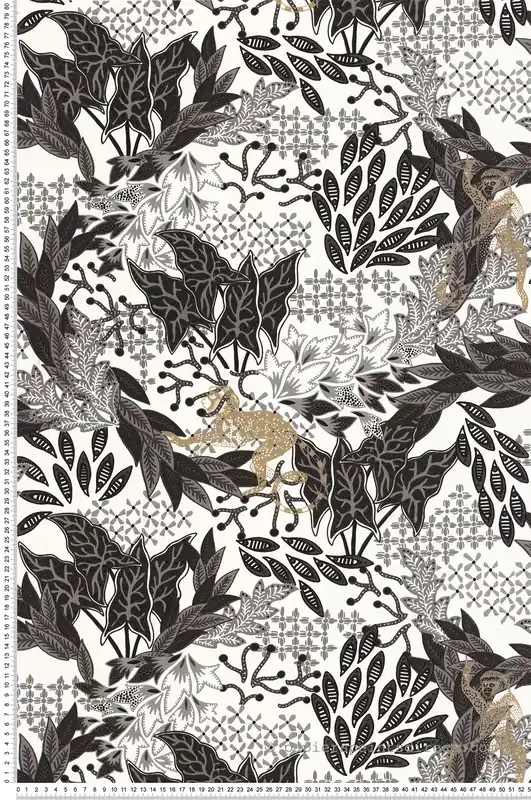 Nouvelle Collection Papier peint Végétaux Singe Borneo noir blanc doré - Stay Wild de Casélio Réf. WILD104910913