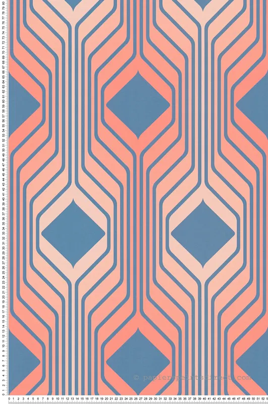 Promotion Papier peint Géométrique Années 70 corail bleu - Retro Chic d‘A.S. Création Réf. AS-395322