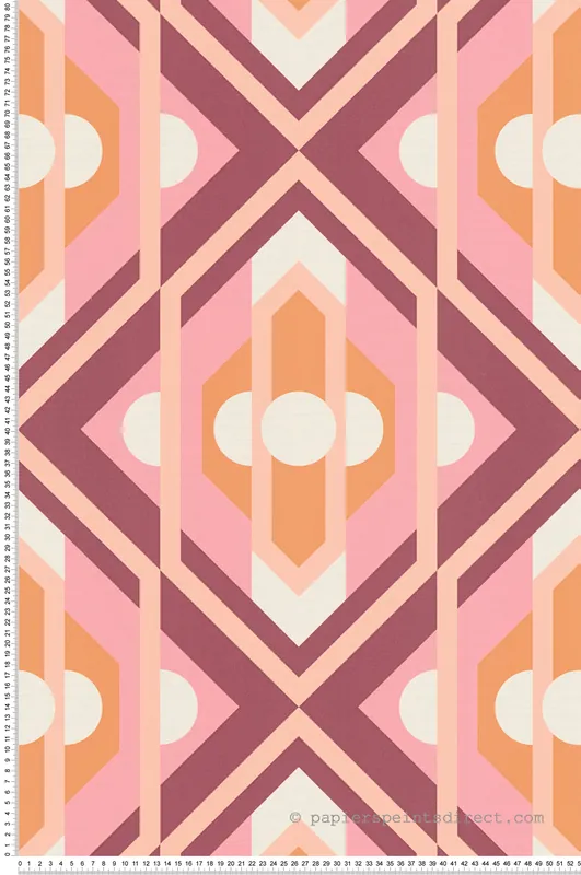 Haute Qualité Papier peint Géométrique Vintage rose orange - Retro Chic d‘A.S. Création Réf. AS-395311