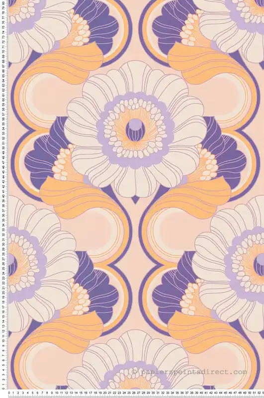 Haute Qualité Papier peint Fleur Vintage violet moutarde - Retro Chic d‘A.S. Création Réf. AS-395303