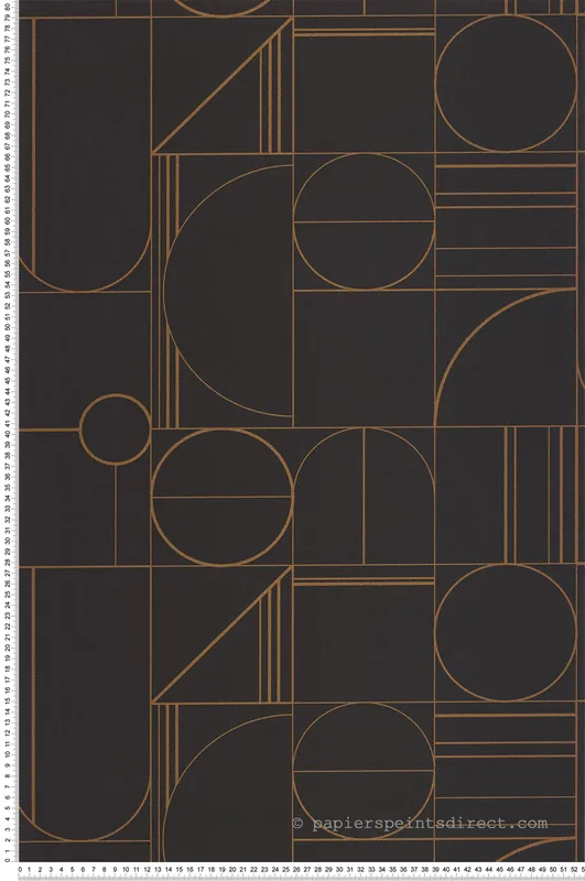 Bon Plan Papier peint Art Déco Border noir cuivre - Outlines de Casélio Réf. OTLS105069426