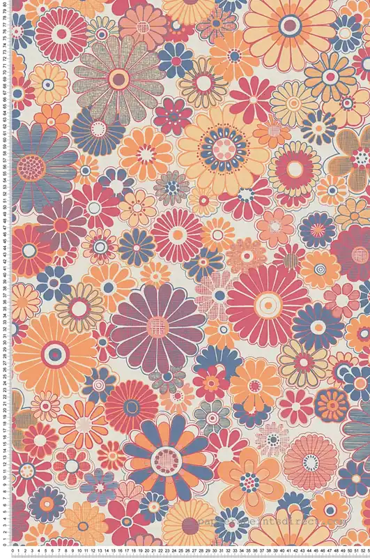 Prix Cassé Papier peint Marguerite Vintage bordeaux orange - Retro Chic d‘A.S. Création Réf. AS-395354