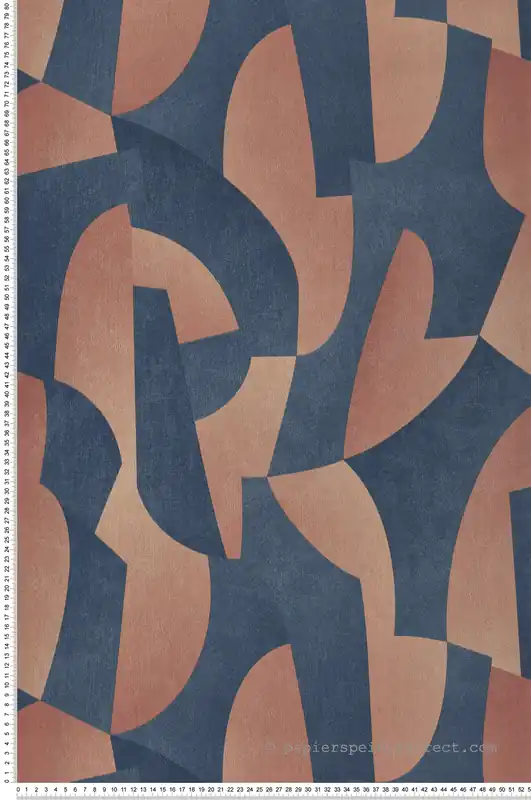 Prix Réduit Papier peint Forme Découpe bleu marine terracotta - Allure de Lutèce Réf. LTC-AL26272
