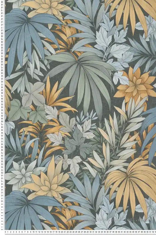 Papier peint Jungle Fleurie vert jaune bleu - Allure de Lutèce Réf. LTC-AL26242 Meilleur Choix