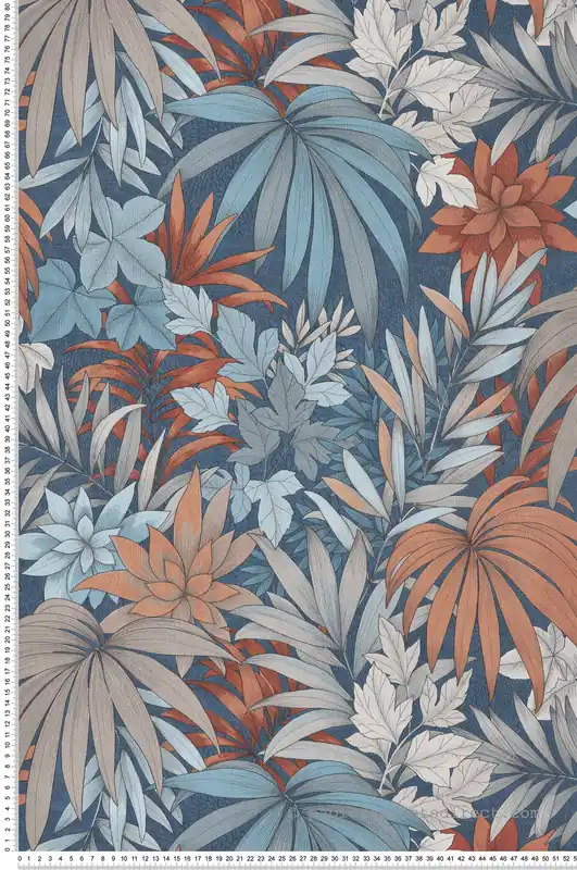 Papier peint Jungle Fleurie bleu terracotta - Allure de Lutèce Réf. LTC-AL26241 Prix Réduit