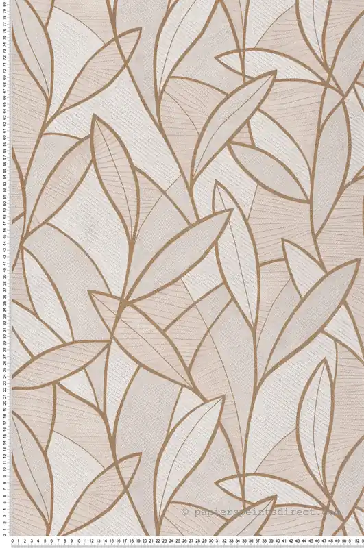 Paiement Sécurisé Papier peint Feuille Graphique Sculptée beige doré - Allure de Lutèce Réf. LTC-AL26231