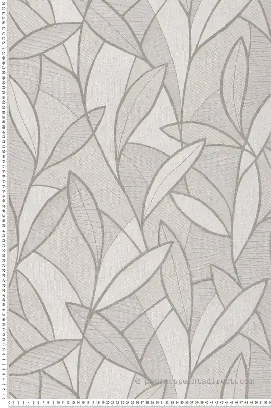 Papier peint Feuille Graphique Sculptée gris argenté - Allure de Lutèce Réf. LTC-AL26230 Acheter En Ligne