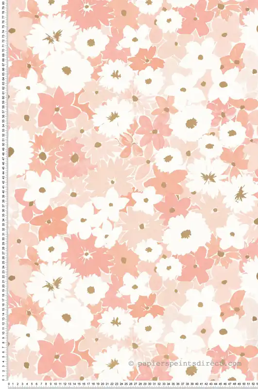 Nouvelle Collection Papier peint Fleur Enfant Flora rose doré - Let‘s Go Girls! de Casélio Réf. LGG104410479