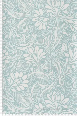 Jusqu'à Épuisement Des Stocks Papier peint Fleur Baroque Eden bleu aqua - V&A Decorative Papers d‘Initiales Réf. INI-31117303