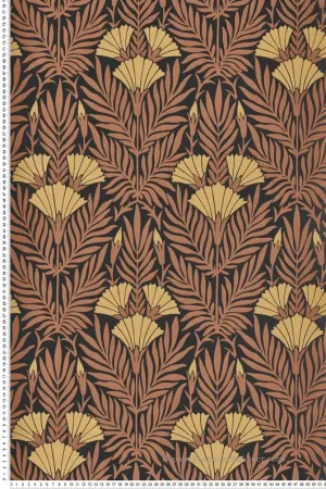 Offre Limitée Papier peint Floral Fanfare Art Déco marron noisette noir - V&A Decorative Papers d‘Initiales Réf. INI-31117103