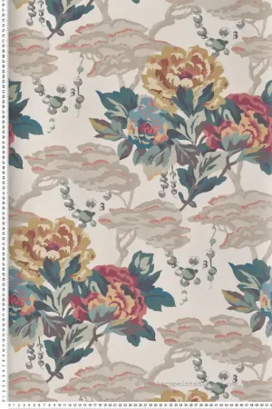 Pas Cher Papier peint Bouquet de Rose Vintage Paeonia beige sable - V&A Decorative Papers d‘Initiales Réf. INI-31117001