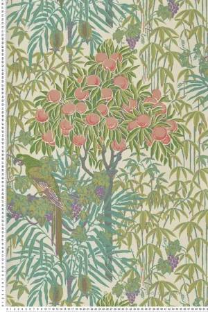 Papier peint Nature Perroquet Macaw vert olive - V&A Decorative Papers d‘Initiales Réf. INI-31116701 Authentique