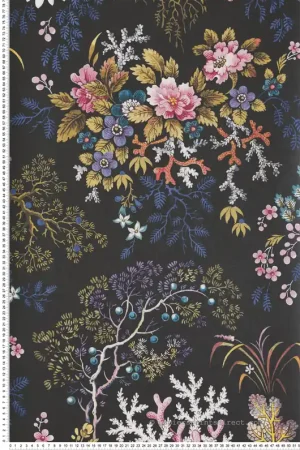 Populaire Papier peint Coraux Fleurs Kilburn‘s noir - V&A Decorative Papers d‘Initiales Réf. INI-31116604