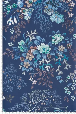 Papier peint Coraux Fleurs Kilburn‘s bleu océan - V&A Decorative Papers d‘Initiales Réf. INI-31116603 Meilleure Vente