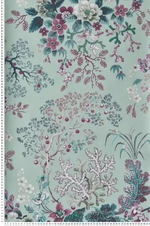 Papier peint Coraux Fleurs Kilburn‘s vert d‘eau - V&A Decorative Papers d‘Initiales Réf. INI-31116602 Prix Promo