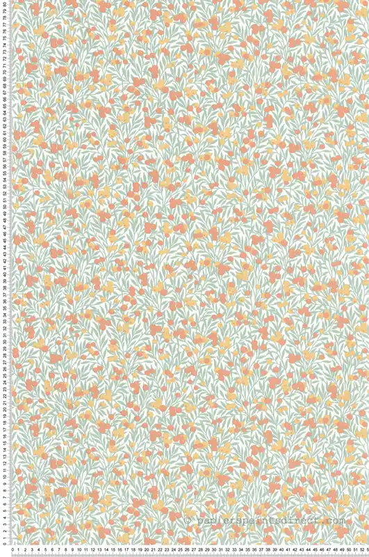 Soldes Papier peint Feuillage Cherry vert corail - Flower Market de Casadéco Réf. FLOM89223333