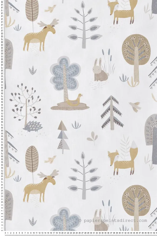 Soldes Papier peint Enfant Dans Les Bois bleu blanc - Babyland 2 de Lutèce Réf. LTC-14803