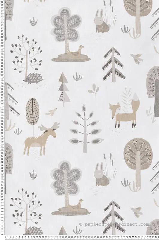 Petit Prix Papier peint Enfant Dans Les Bois taupe blanc - Babyland 2 de Lutèce Réf. LTC-14801