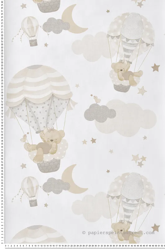 Vente Flash Papier peint Ourson Montgolfière beige taupe - Babyland 2 de Lutèce Réf. LTC-14817