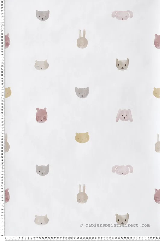 Must-Have Papier peint Drôles De Frimousses rose grège blanc - Babyland 2 de Lutèce Réf. LTC-14814