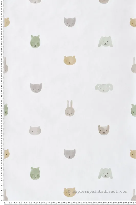 Seulement Aujourd'hui Papier peint Drôles De Frimousses vert beige - Babyland 2 de Lutèce Réf. LTC-14812