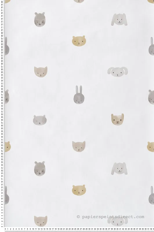 Papier peint Drôles De Frimousses beige gris - Babyland 2 de Lutèce Réf. LTC-14811 Soldes