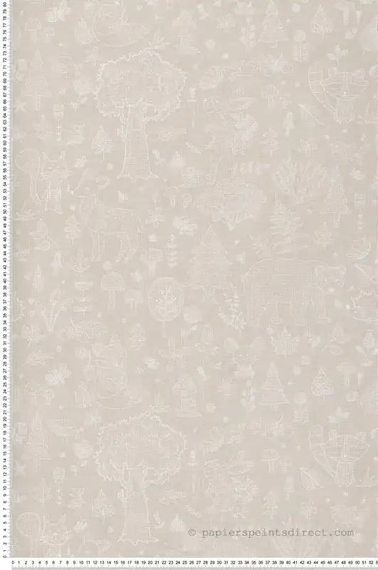 Prix Réduit Papier peint Animaux De La Forêt beige blanc - Babyland 2 de Lutèce Réf. LTC-14809