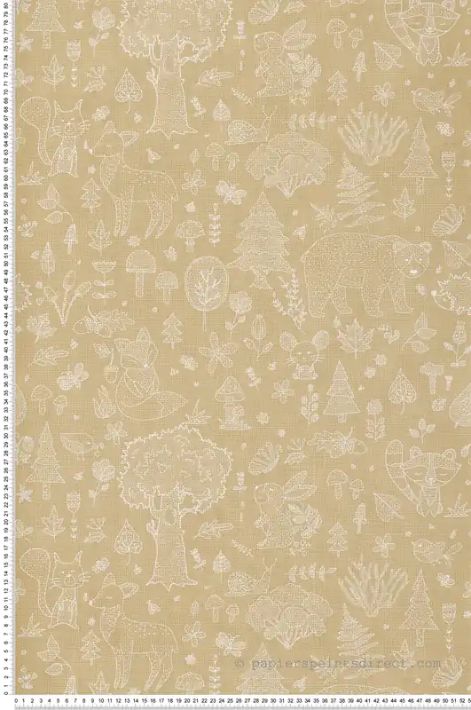 Papier peint Animaux De La Forêt ocre beige - Babyland 2 de Lutèce Réf. LTC-14808 Pas Cher