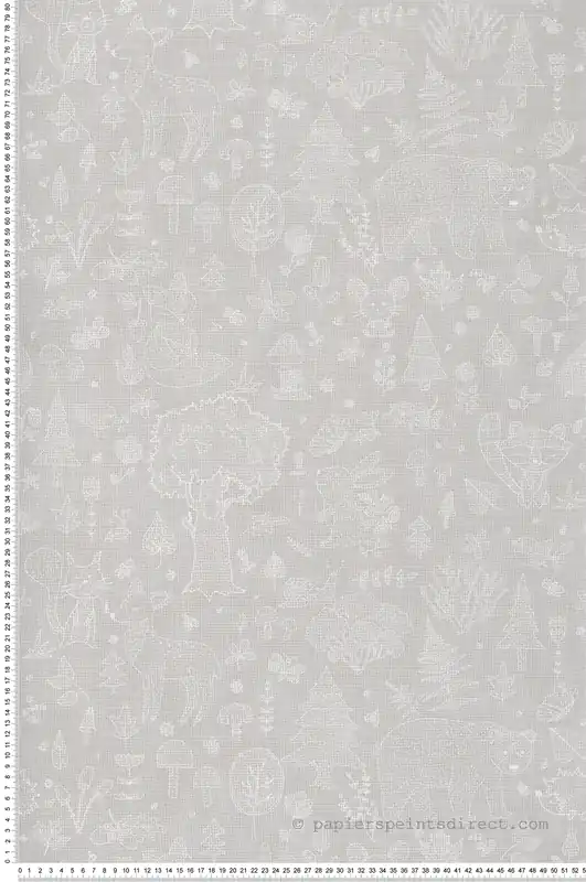 Bon Marché Papier peint Animaux De La Forêt gris blanc - Babyland 2 de Lutèce Réf. LTC-14807