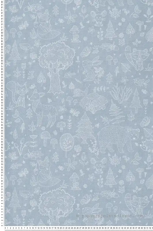 Papier peint Animaux De La Forêt bleu blanc - Babyland 2 de Lutèce Réf. LTC-14806 Certifié