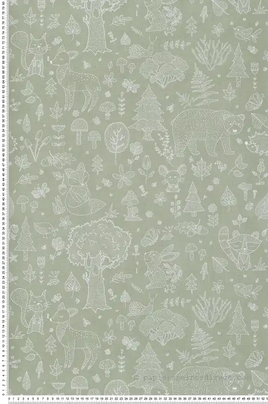 Papier peint Animaux De La Forêt vert lichen - Babyland 2 de Lutèce Réf. LTC-14805 Remise