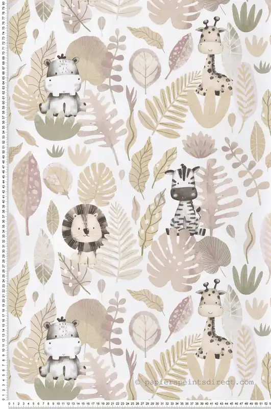 Papier peint Animaux De La Savane rose beige - Babyland 2 de Lutèce Réf. LTC-14838 Usine Directe