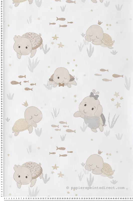 Must-Have Papier peint Bébés Tortues gris beige - Babyland 2 de Lutèce Réf. LTC-14851