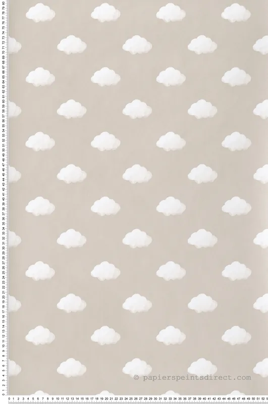 Nouvelle Collection Papier peint Enfantin Nuages beige - Babyland 2 de Lutèce Réf. LTC-14832