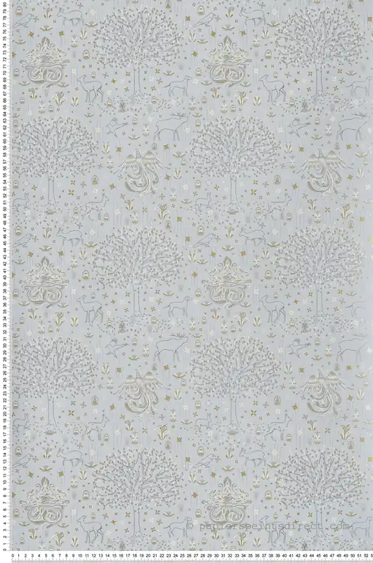 Papier peint Forêt Magic Animaux gris bleuté métallisé - Demeures de Montecolino Réf. MC-650312 Produit De Marque