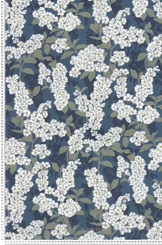 Expédition Rapide Papier peint Fleurs Ume bleu encre - Kyoto de Casadéco Réf. KYTO88736958