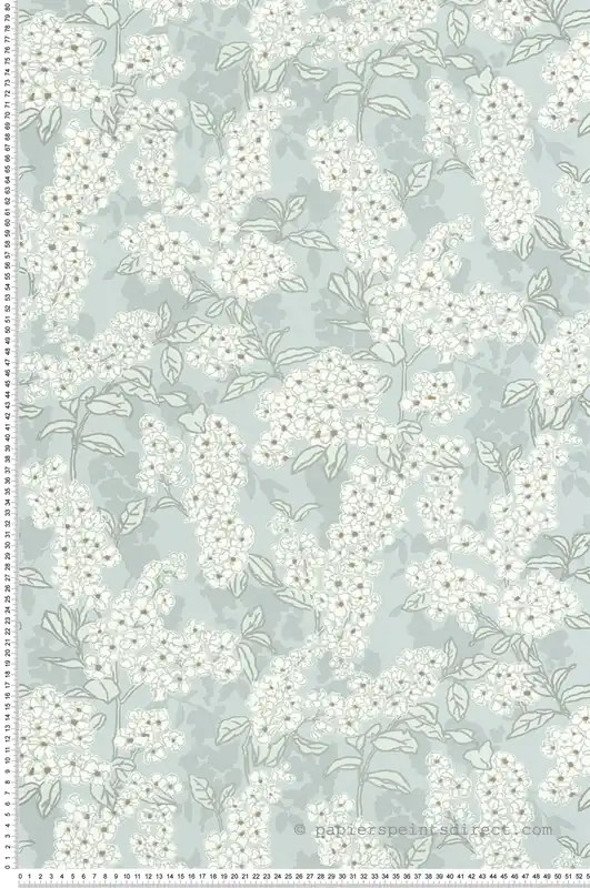 Satisfait Ou Remboursé Papier peint Fleurs Ume bleu nuage - Kyoto de Casadéco Réf. KYTO88736286