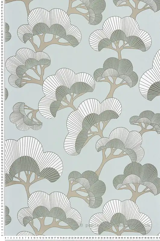 Meilleure Vente Papier peint Pin Goyo Matsu bleu fumée - Kyoto de Casadéco Réf. KYTO88717089