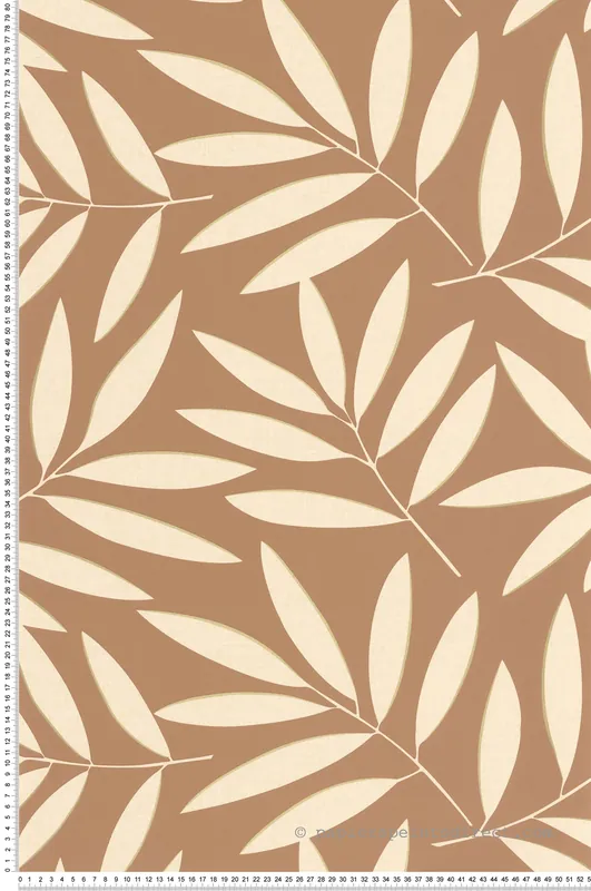 Soldes Papier peint Feuille Graphique Portée camel beige doré - XXL de Casélio Réf. XXL104582024