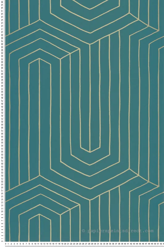 Bon Plan Papier peint Trait Géométrique Infini bleu canard doré - XXL de Casélio Réf. XXL104526023